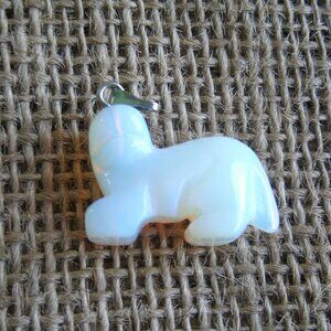 Hand Carved Opalite Ferret Pendant